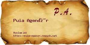 Puia Agenór névjegykártya